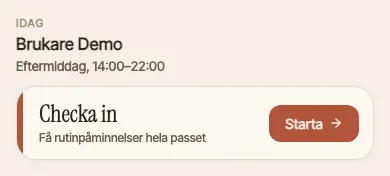 Knappen byter form när du är incheckad på passet. – Före passet
