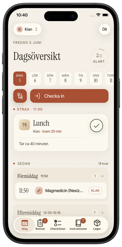 App för personlig assistans i Foveo – Ändringar