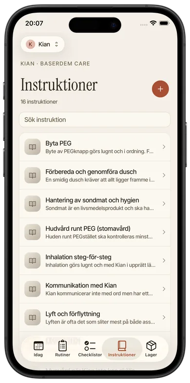 Skärmbild från Foveo: Instruktioner, Instruktioner.