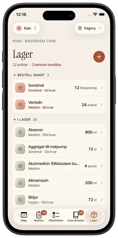 Skärmbild från Foveo: Lager med tidiga signaler, Lagerlista.